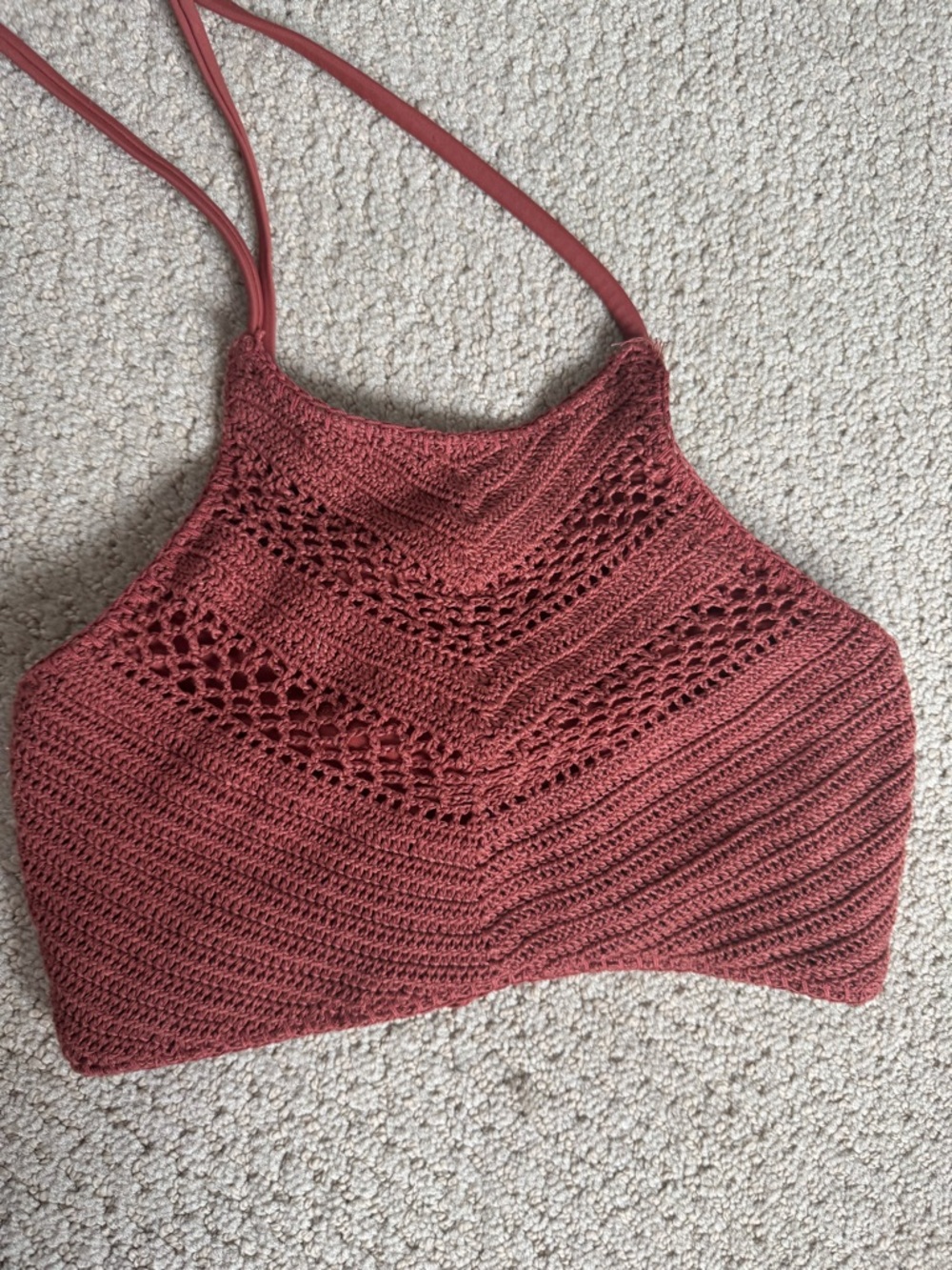 Xhilaration Crochet High Neck Bikini Top in Rust